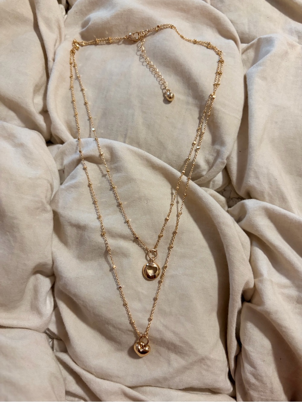 Free People Gold Puffed Heart Layered Statement Necklace